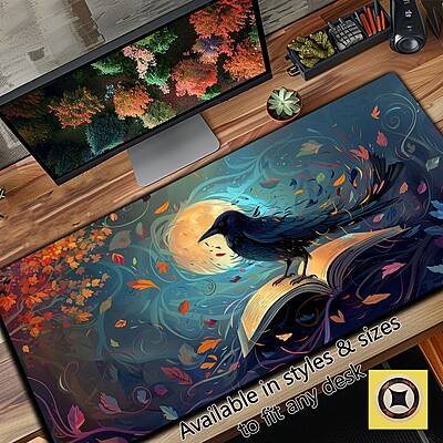 Sublimation Printed Vibrant Crow Desk Decor, Large Desk PadMouse Pad Size(800mmx300mmx3mm) Sublimation Printed Vibrant Crow Desk Decor, Large Desk PadMouse Pad Size(800mmx300mmx3mm)