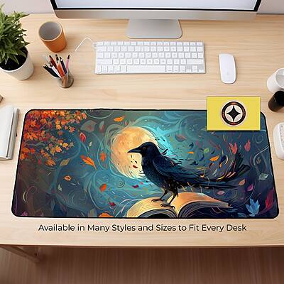 Sublimation Printed Vibrant Crow Desk Decor, Large Desk PadMouse Pad Size(800mmx300mmx3mm) Sublimation Printed Vibrant Crow Desk Decor, Large Desk PadMouse Pad Size(800mmx300mmx3mm)