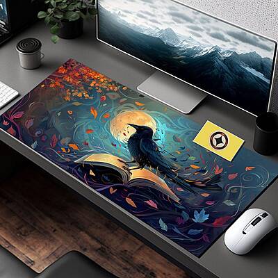 Sublimation Printed Vibrant Crow Desk Decor, Large Desk PadMouse Pad Size(800mmx300mmx3mm) Sublimation Printed Vibrant Crow Desk Decor, Large Desk PadMouse Pad Size(800mmx300mmx3mm)