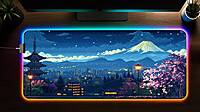 Sublimation Printed Pixel Art Desk Mat, Scenic Japanese City at Night Led Gaming  Mousepad Size (800 mm x 300 mm x 2 mm)