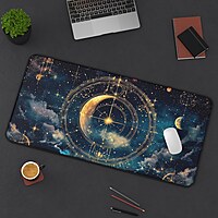 Sublimation Printed Imaginative Desk Pad with Zodiac Artwork, stellar Workspace Decor800mmx300mmx3mm