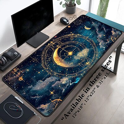Sublimation Printed Imaginative Desk Pad with Zodiac Artwork, stellar Workspace Decor800mmx300mmx3mm Sublimation Printed Imaginative Desk Pad with Zodiac Artwork, stellar Workspace Decor800mmx300mmx3mm