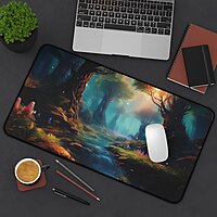Sublimation Printed Desk Mat, Enchanted Forest Desk Mat, Magical Woods Mousepad 300x600x3mm