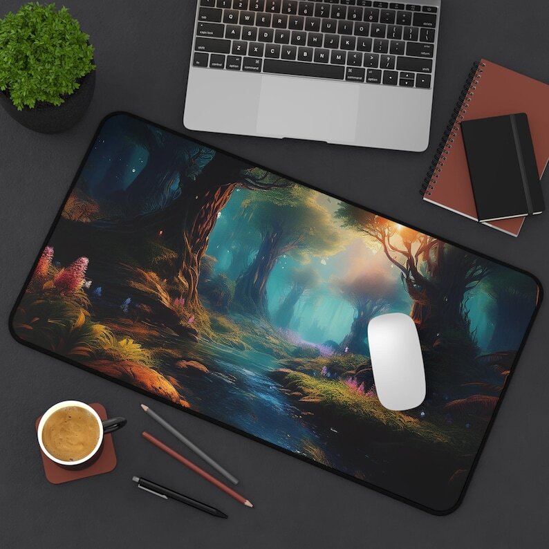 Sublimation Printed Desk Mat, Enchanted Forest Desk Mat, Magical Woods Mousepad 300x600x3mm Sublimation Printed Desk Mat, Enchanted Forest Desk Mat, Magical Woods Mousepad 300x600x3mm