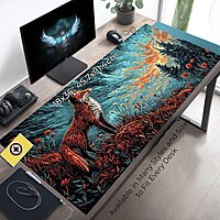 Sublimation Printed Dazzling Artisan Spring Fox Cute & Aesthetic Desk Pad Mousepad   300x700x2mm