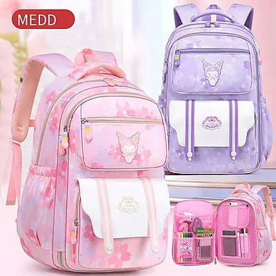 Gradient Students 1-6 Grade School bag Kuromi cartoon printed Large Capacity Waterproof Spine Backpack Gradient Students 1-6 Grade School bag Kuromi cartoon printed Large Capacity Waterproof Spine Backpack