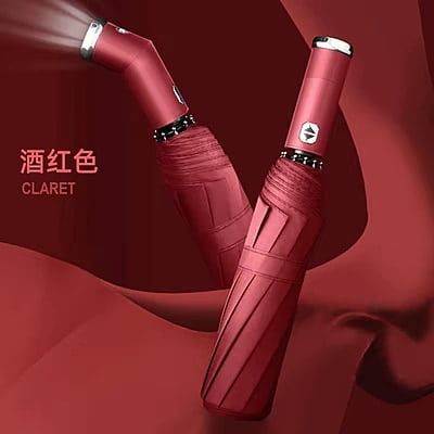 Fully automatic umbrella car reverse sunscreen sunshade sun umbrella dual use with LED flashlight business umbrella