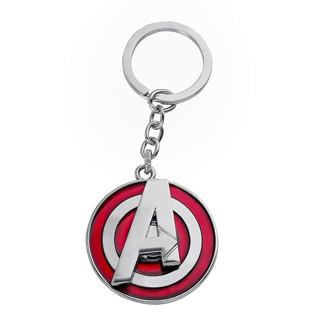 Avengers A Logo Rotating Spinner Keychain For Car & Bike Metal Keyring, Multi-Coloured