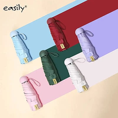Pill Umbrella Five Folded Mini  Rain Pocket Folding Umbrella Hard Box Protection UV Umbrella