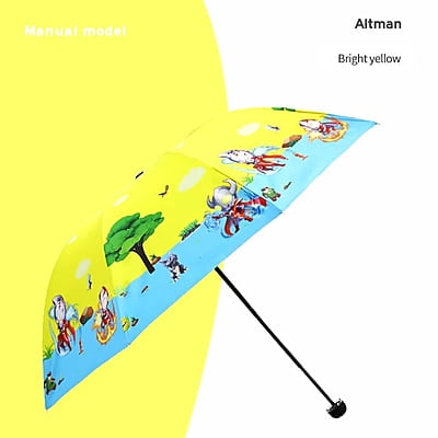 Cute cartoon light portable kids umbrella automatic folding umbrella custom logo