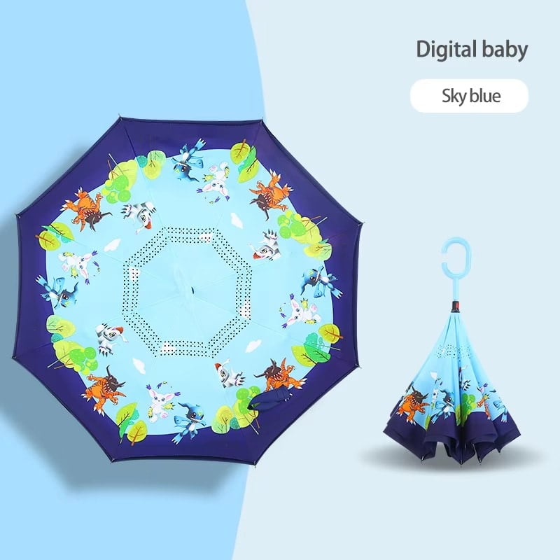 Kids Umbrella C Handle Windproof Inverted Double Umbrella Customization Logo Kids Umbrella C Handle Windproof Inverted Double Umbrella Customization Logo