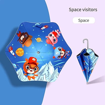 Cartoon Rounded Corner Kids Umbrella Custom made Student Curved Handle Children's Umbrella with Logo