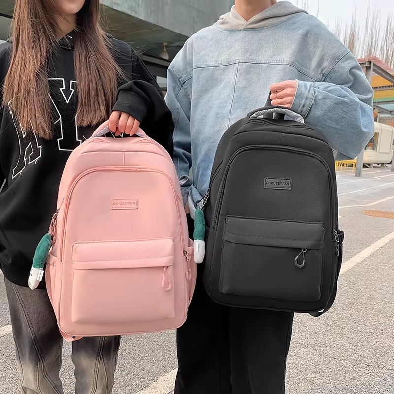 Minimalist Solid Color Unisex Backpacks Leisure Men's Backpack Large Capacity School Bag Women Waterproof Travel Laptop Backpack