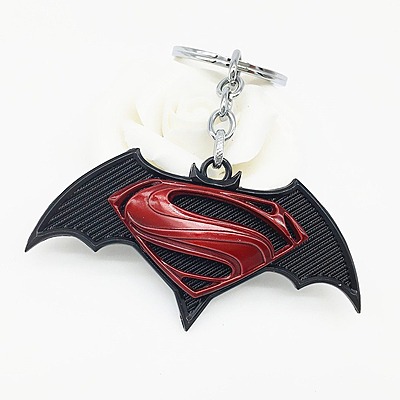 Batman Superman red black Metal Keychain Key Chain  (Red, Black)
