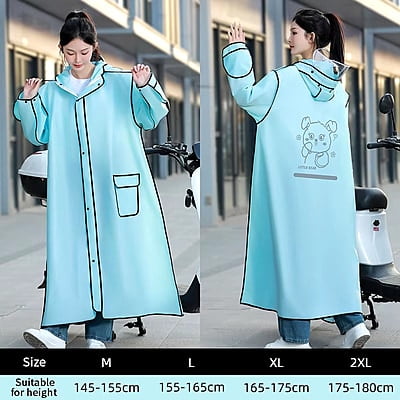 Thickened EVA Waterproof Motorcycle Scooter Raincoat Windbreaker long rain coat