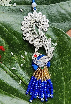 Silver Peacock Lumba Rakhi Silver Peacock Lumba Rakhi