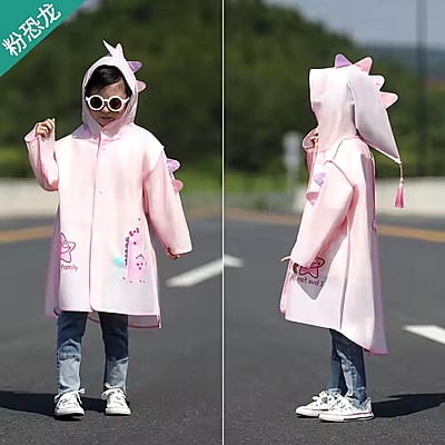 Custom Transparent EVA Hood Raincoat  Waterproof Cartoon Printed Outdoor Hiking