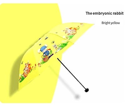 New automatic cartoon kids umbrella sunny umbrella three fold cartoon black rubber umbrella