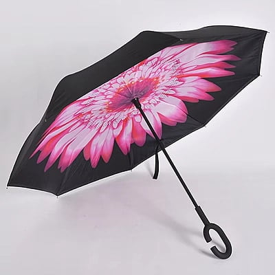 Inverted Reverse Umbrella Rainproof Double Layer C Shape Handle Umbrellas Sunshade Windproof