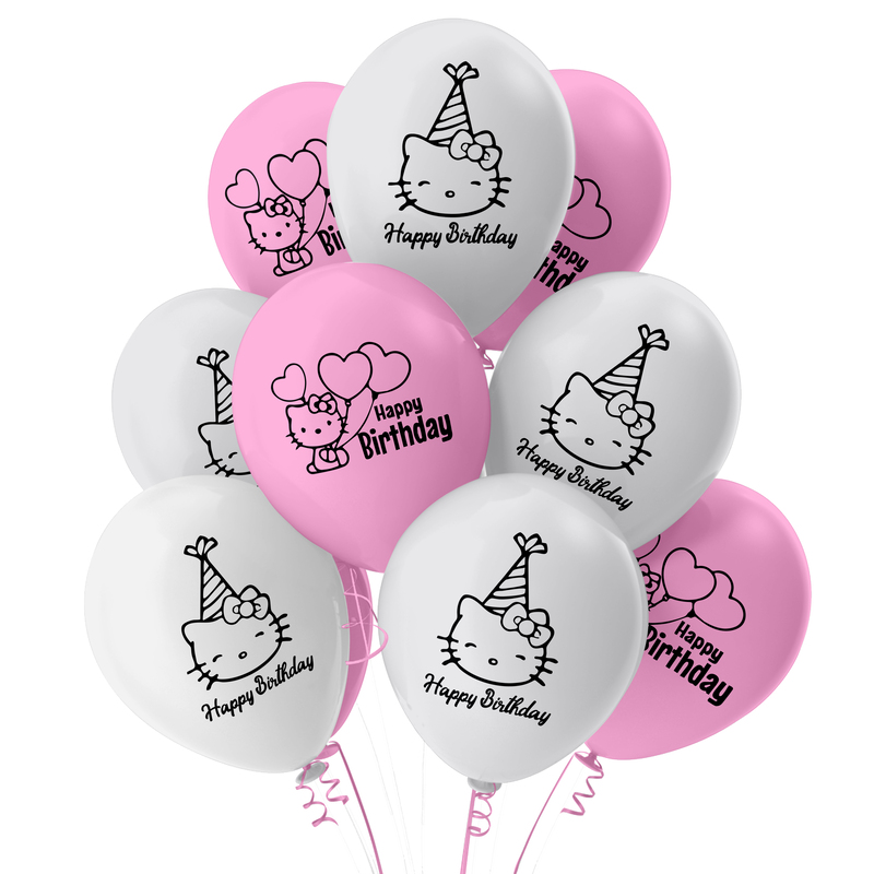 The Magic Balloons-Hello Kitty Happy Birthday Decoration 9 inches pink & white Balloons with Hello Kitty Birthday Balloons for Birthday Party, Hello Kitty Theme Party Decorations pack of 30 pcs-181452 The Magic Balloons-Hello Kitty Happy Birthday Decoration 9 inches pink & white Balloons with Hello Kitty Birthday Balloons for Birthday Party, Hello Kitty Theme Party Decorations pack of 30 pcs-181452