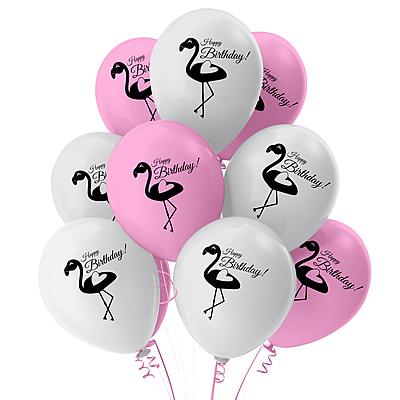 The Magic Balloons- Printed Flamingo Theme Party Decoration Combo Kit for Theme Party, Birthday, House Party Decoration Combo 38 pcs, Foil 5 pcs set, 2 Foil Curtain 1 Banner and 30 Balloons-