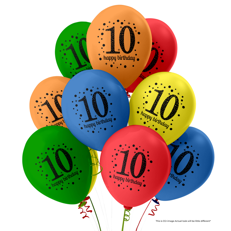 The Magic Balloons- Happy 10th Birthday Balloons pack of 50- 181231