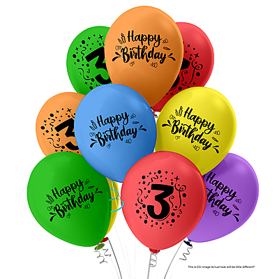 The Magic Balloons-3 Number Balloons and Happy Birthday Latex Balloons With Banner For Three No. Theme Balloons Pack of 21pcs | 20pcs Of Balloons and A Banner | Multicolor Balloons For Birthday The Magic Balloons-3 Number Balloons and Happy Birthday Latex Balloons With Banner For Three No. Theme Balloons Pack of 21pcs | 20pcs Of Balloons and A Banner | Multicolor Balloons For Birthday