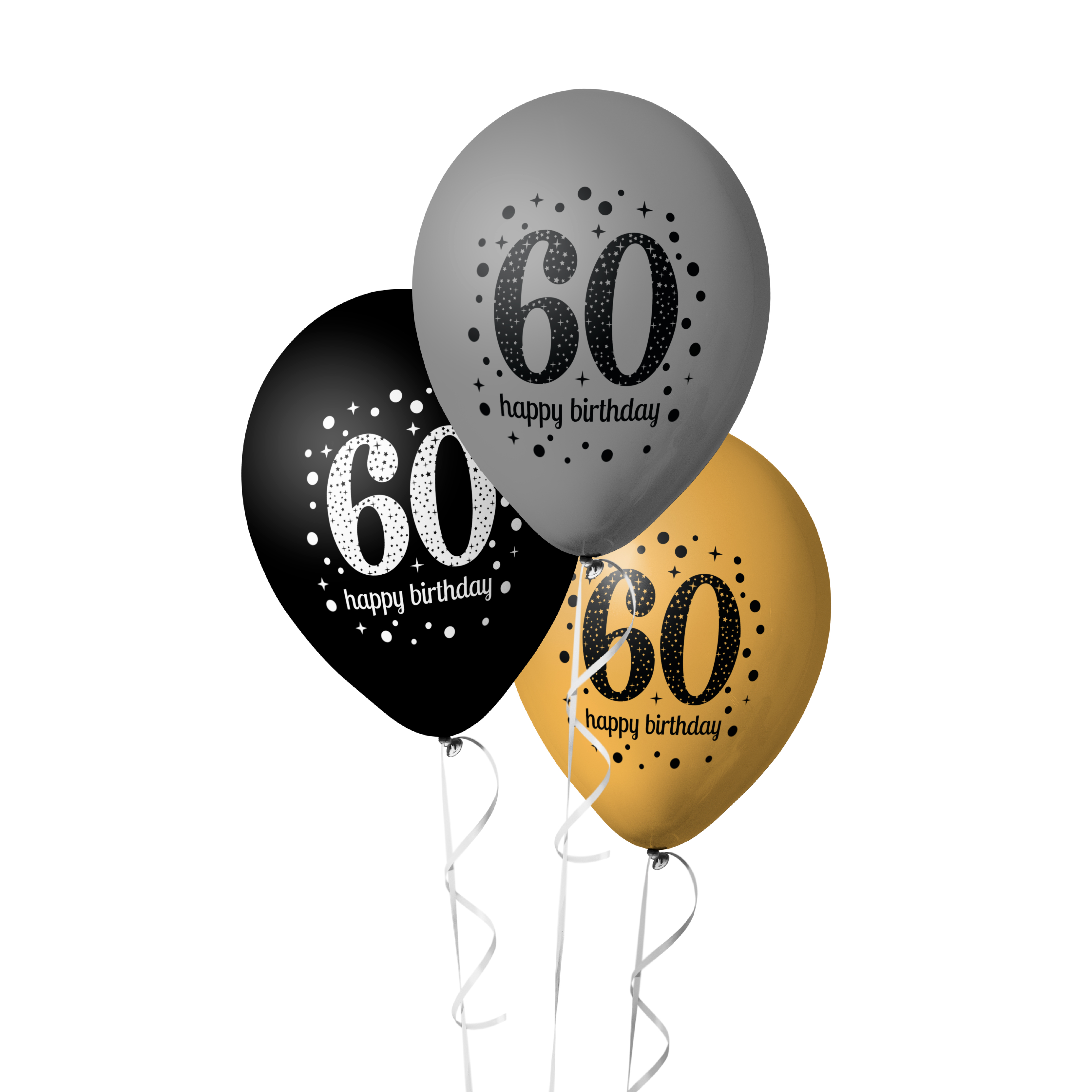 The Magic Balloons- Happy 60th Birthday Balloons pack of 50 pcs-181228