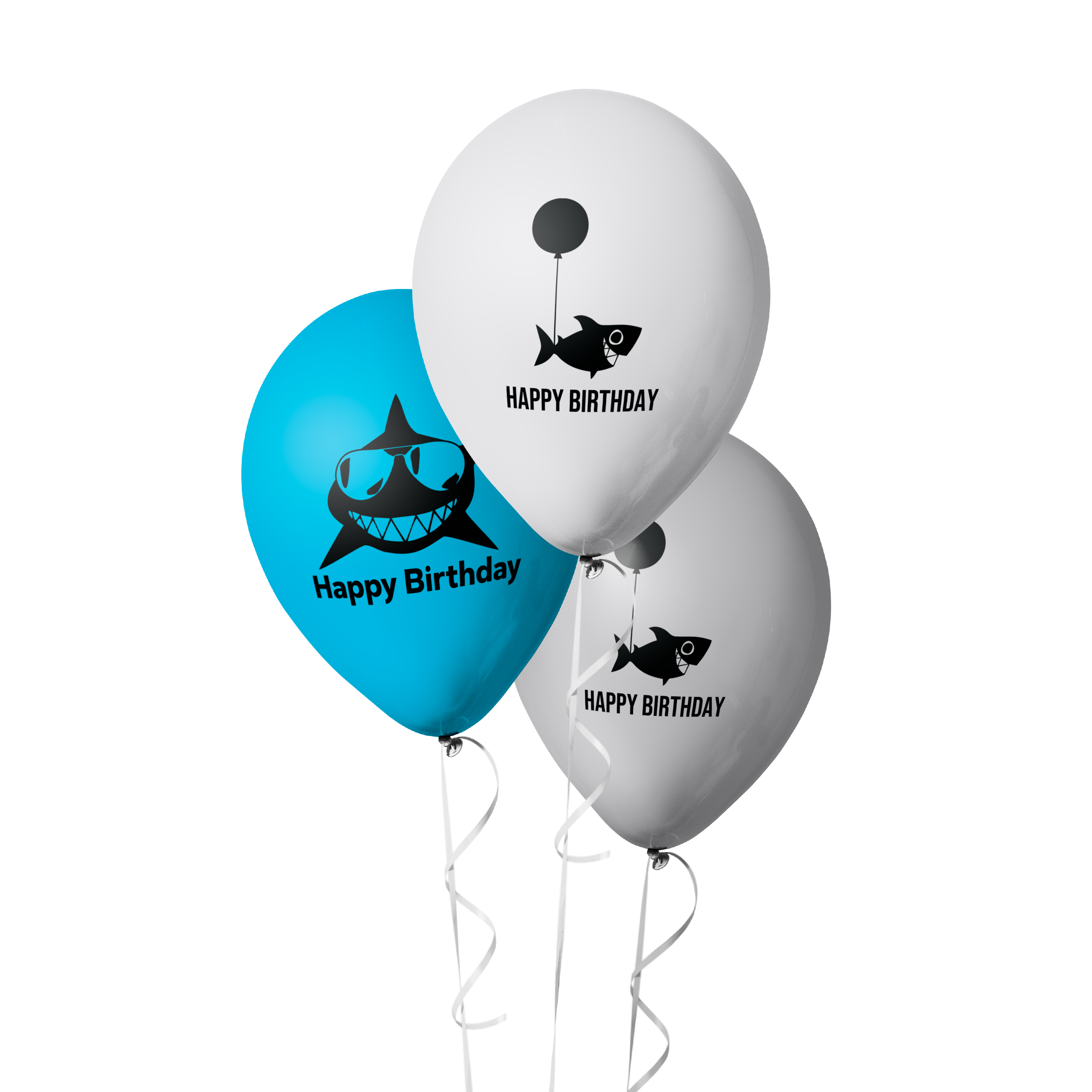 The Magic Balloons Store-Shark theme Happy birthday balloons. Multi colour balloons Shark theme happy birthday balloons party decorations/supplies-181465