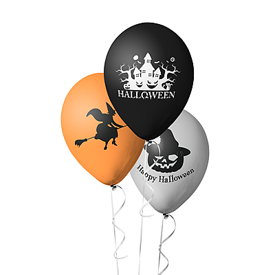 The Magic Balloons Store –Halloween theme decorations party supplies -Halloween theme Party Customized Decoration Balloons latex, Pack of 30 Multicolour Gold, Black, and White Balloons-181479