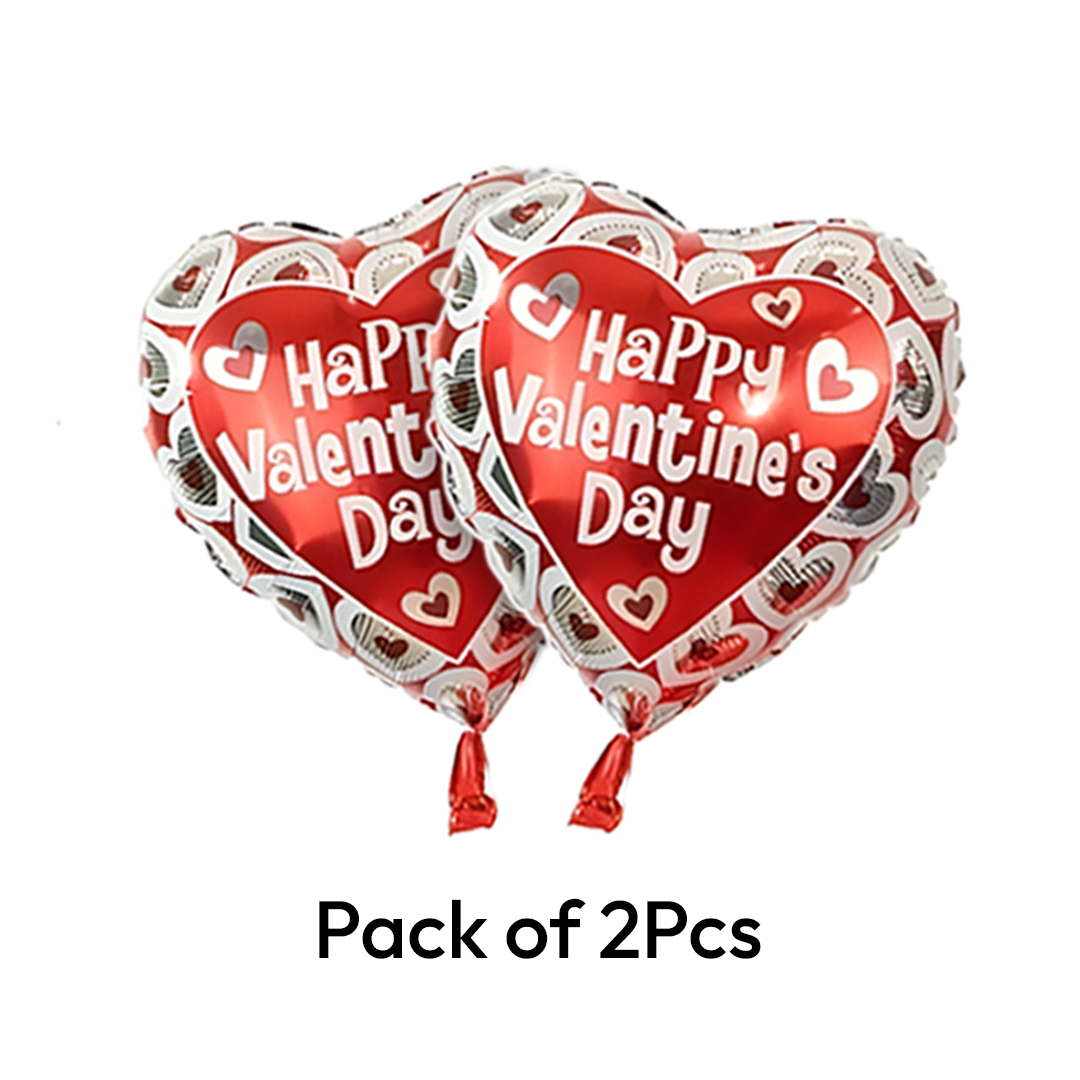 The Magic Balloons - Happy Valentine's Day Combo kit 16pcs of Balloons 2pcs of curtain and 2pcs of Heart shaped foil balloons pack of 20pcs For Valentine's Decoration.