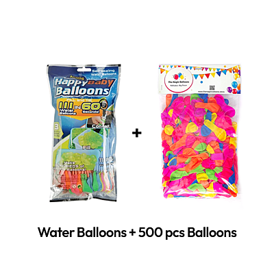 The Magic Balloons- Holi Decoration Combo Kit 30pcs Of Holi Balloons | 2 Multicolour curtains | 1 banner | 111 Pack Magic Water Balloons | 500pcs Of Water Balloons | Pack Of 644 pcs.