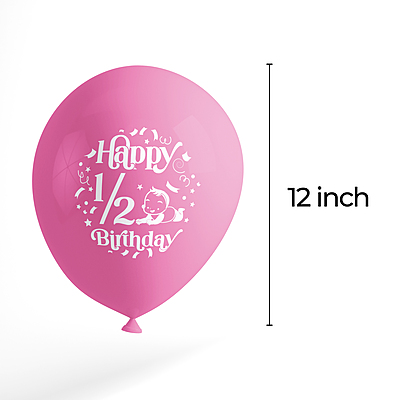 The Magic Balloons- Pink and Gold Half Birthday Latex Balloons (Pack of 10)
