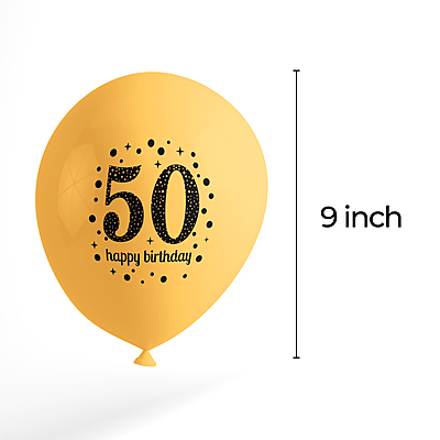 The Magic Balloons- Happy 50th Birthday decoration kit combo- 48 pcs Black Golden & silver 30 pcs rubber/latex balloons, Birthday foil banner with 30 Number foil, 2pcs Golden foil Curtain