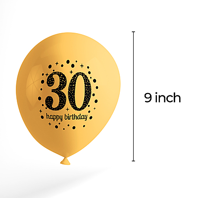 The Magic Balloons- Happy 30th Birthday Balloons decoration combo- 48 pcs Black Gold & silver 30 pcs rubber balloons, Happy Birthday foil banner with 30 Number foil, 2pcs Gold Curtain & handy-pump