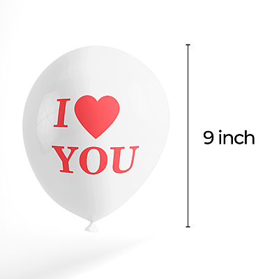 The Magic Balloons-I Love U Printed Red Heart Shape Latex Balloons Pack Of 10-181412