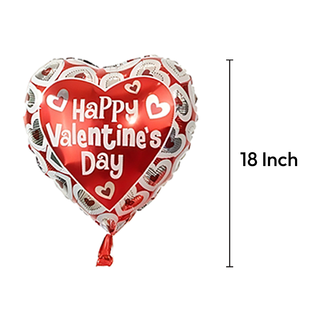 The Magic Balloons - Happy Valentine's Day Combo kit 16pcs of Balloons 2pcs of curtain and 2pcs of Heart shaped foil balloons pack of 20pcs For Valentine's Decoration.