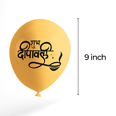The Magic Balloons - Shubh Deepawali Pre-printed Balloons for Diwali With Banner Pack of 21pcs Diwali decorations for Home, Office, shop, and Apartments Multicolor balloons Party Supplies
