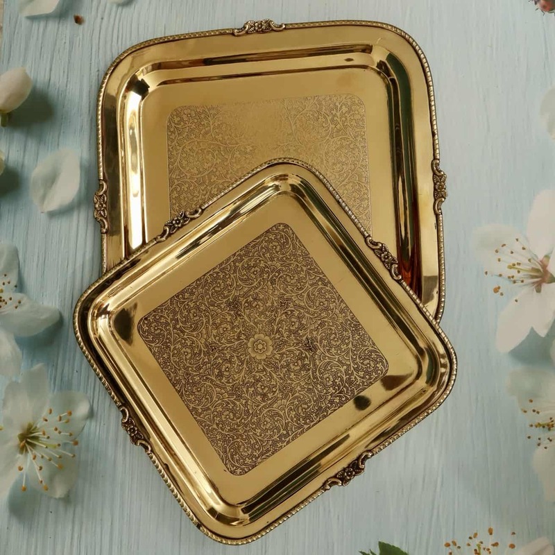 Brass Decorative Square Shape Embossed Plate / Tray in Sizes