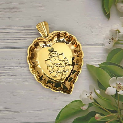 Brass Ganesh Pan Leaf Plate - 7.2 inch Length | Traditional Brass Ganesh Pan Leaf Plate for Religious Offerings