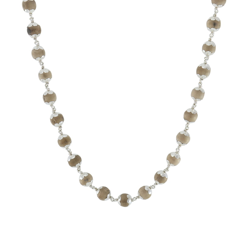 SRIMATHI JEWELLERS 925 Silver Caped Thulasi Malai 8mm,54 Beads, 30 Inchs SRIMATHI JEWELLERS 925 Silver Caped Thulasi Malai 8mm,54 Beads, 30 Inchs