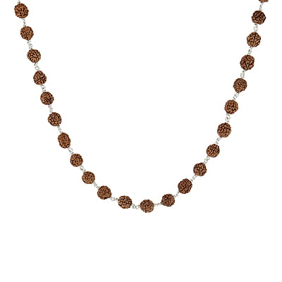 SRIMATHI JEWELLERS  925 Silver Tied Rudraksha Mala 8mm,54 Beads, 30 Inchs