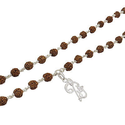 Rudraksha Mala with Lord Murugan Om Dollar Pendant