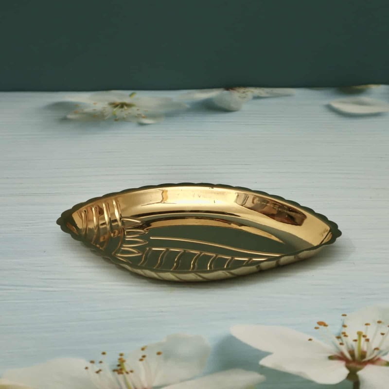 Unique Brass Shankh Design Plate / Thali for Pooja and Decor