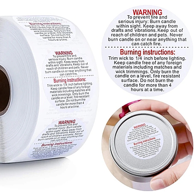 Candle Accessory - Warning Sticker (1 Roll of 1000 Stickers)