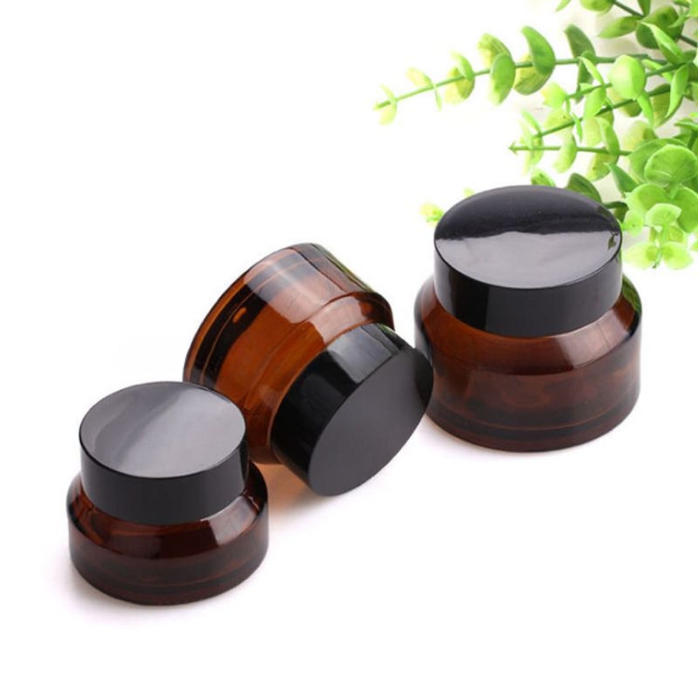 Slant AMBER Glass Jar 50ml BLACK CAP Slant AMBER Glass Jar 50ml BLACK CAP