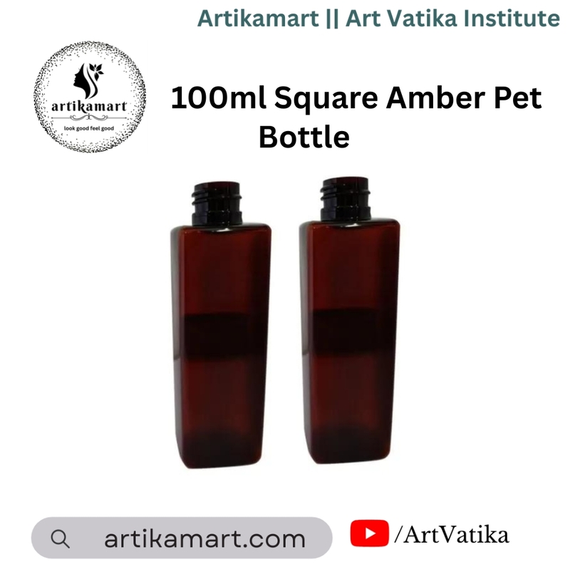 100ml SQUARE PET Bottle AMBER - 20mm Neck