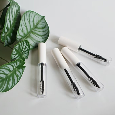 Mascara - ROUND - White Cap - 4ml - Tall Clear Container - Glossy Mascara - ROUND - White Cap - 4ml - Tall Clear Container - Glossy