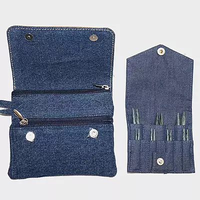KnitPro Denim Indigo Wood Mini Interchangeable  Needle Set 5cm/2"-20645
