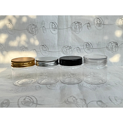 100ml Round PET Jar + Aluminium GOLD Cap